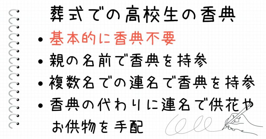 高校生がお葬式に参列する時の香典の考え方