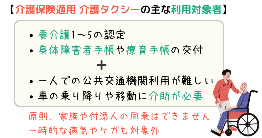 介護保険適用の介護タクシーの乗車対象者 乗車できる人　同乗できない人